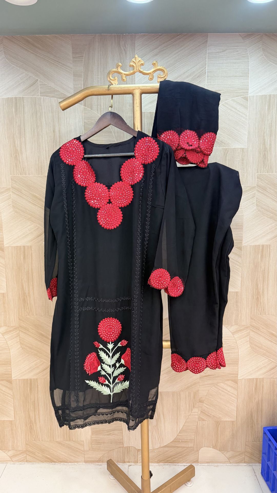 Scarlet Bloom Georgette Suit Set