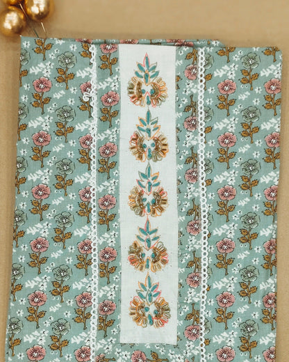 Light Green Mal Cotton printed fabric Unstitched Salwar Suit
