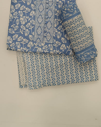 Blue Mal Cotton printed fabric Unstitched Salwar Suit