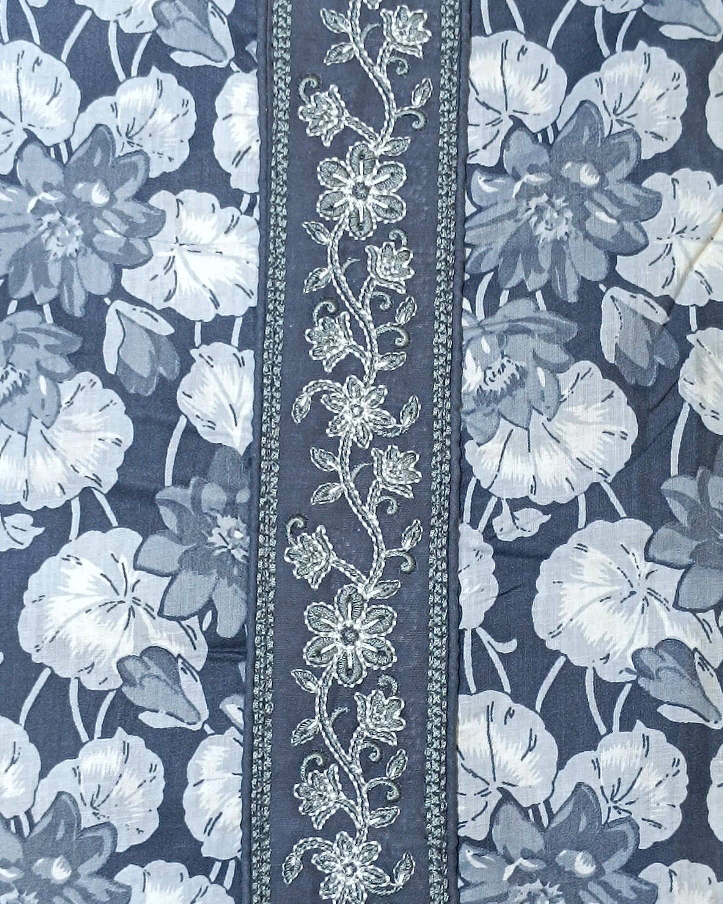 Blue And White Mal Cotton printed fabric Unstitched Salwar Suit