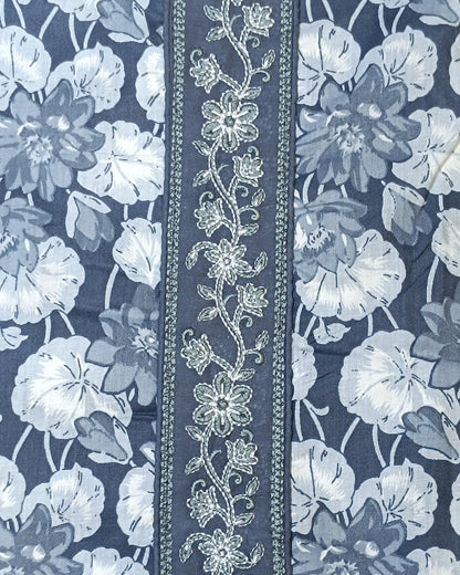 Blue And White Mal Cotton printed fabric Unstitched Salwar Suit