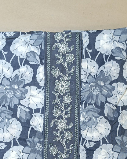 Blue And White Mal Cotton printed fabric Unstitched Salwar Suit