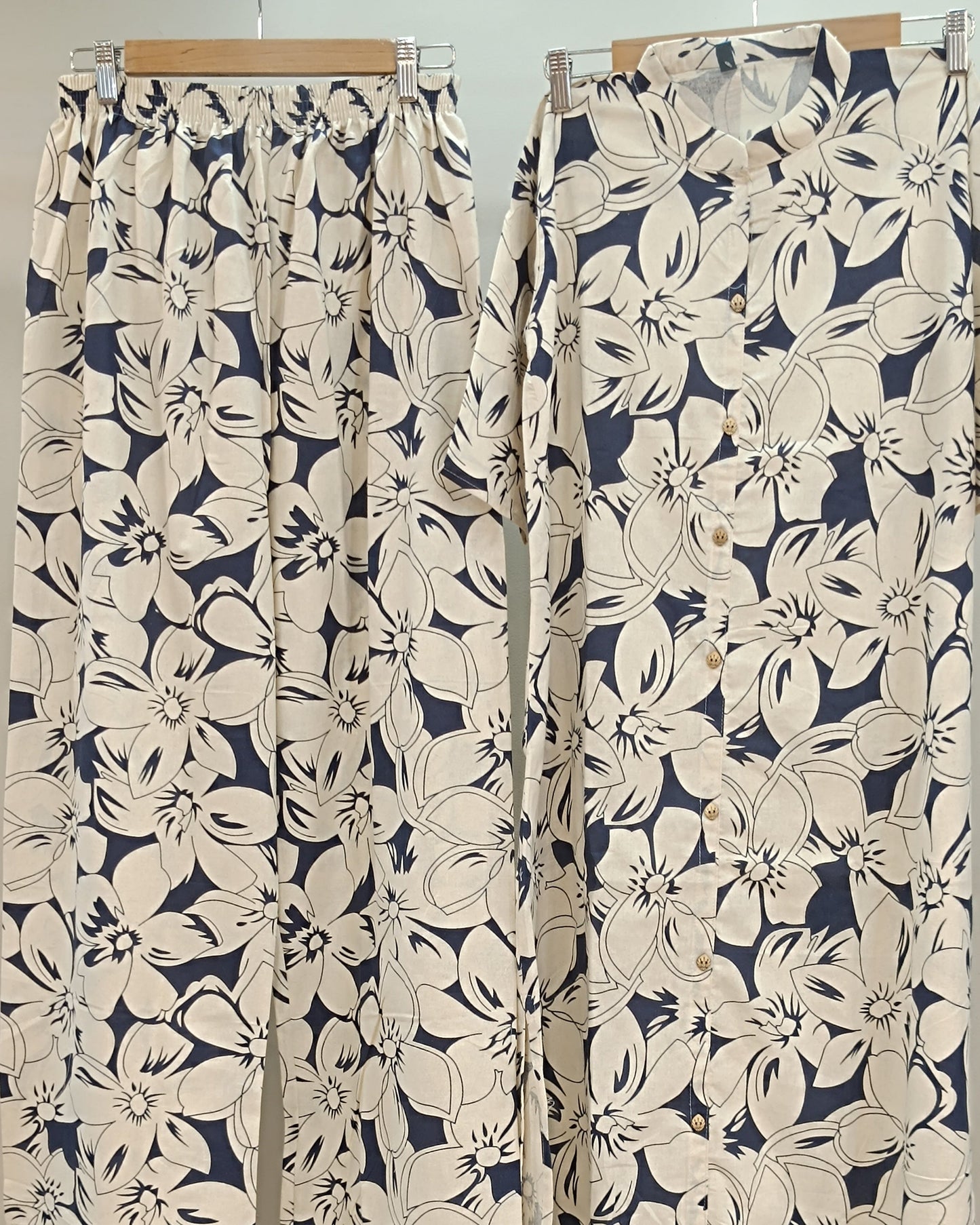 Cream Printed Cotton Flex Ready Made Co-ord Set