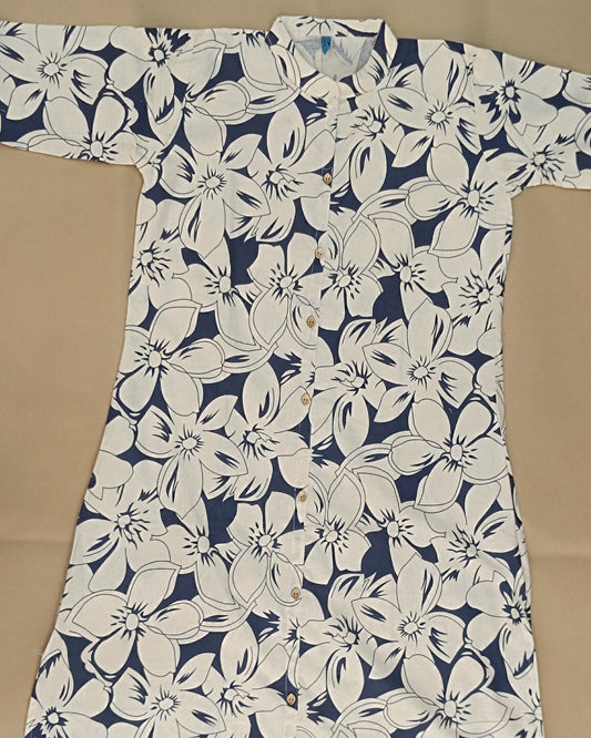 Cream Printed Cotton Flex Ready Made Co-ord Set