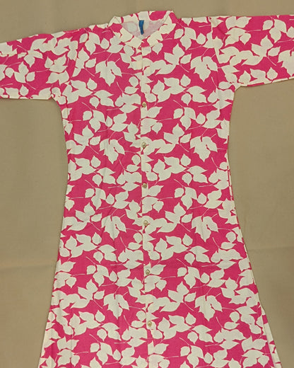 Pink Printed Cotton Flex Ready Made Co-ord Set