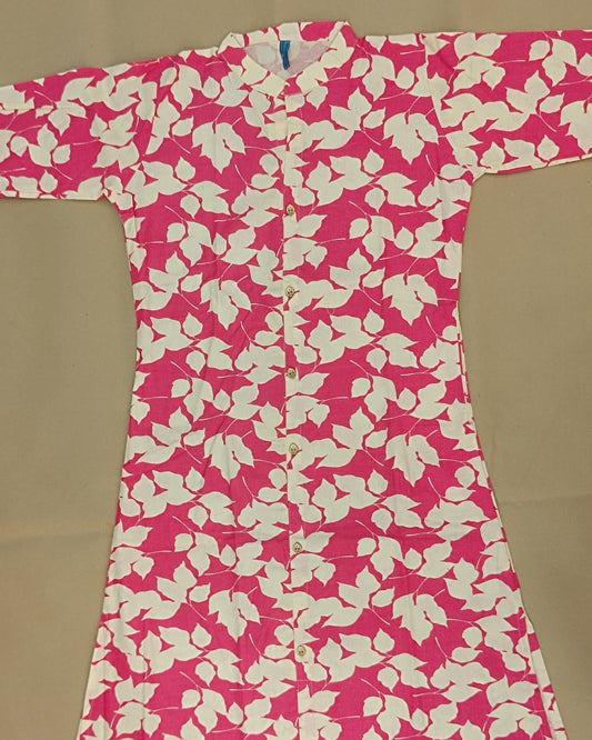 Pink Printed Cotton Flex Ready Made Co-ord Set