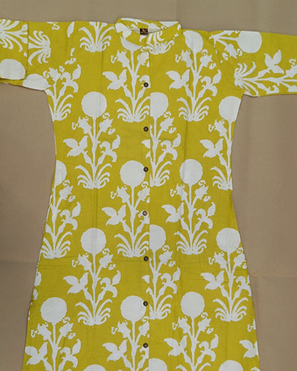 Yellow Printed Cotton Flex Ready Made Co-ord Set