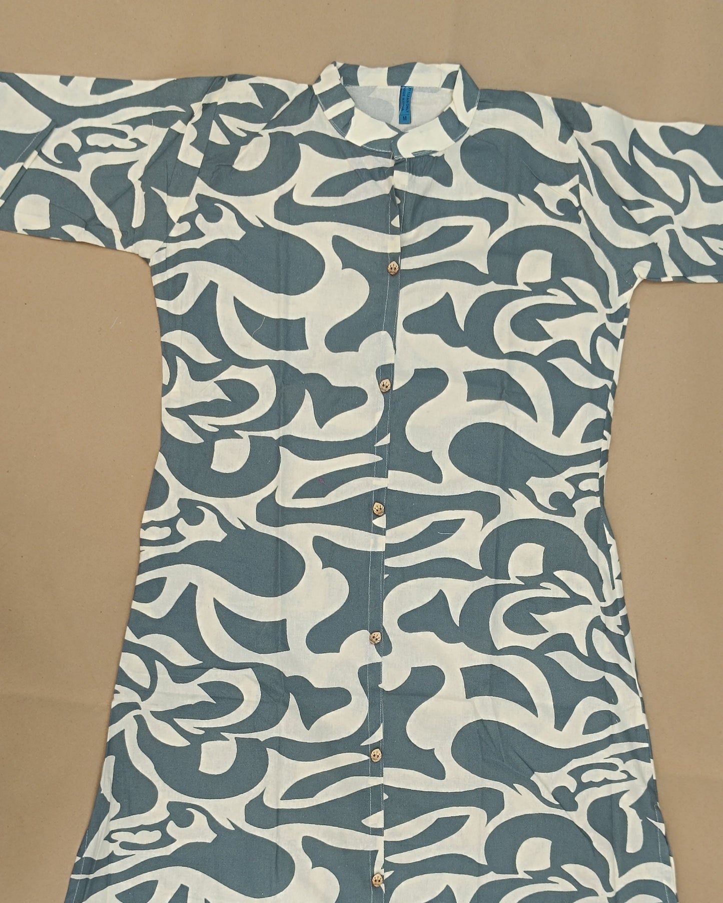 Dark Blue Printed Cotton Flex Ready Made Co-ord Set