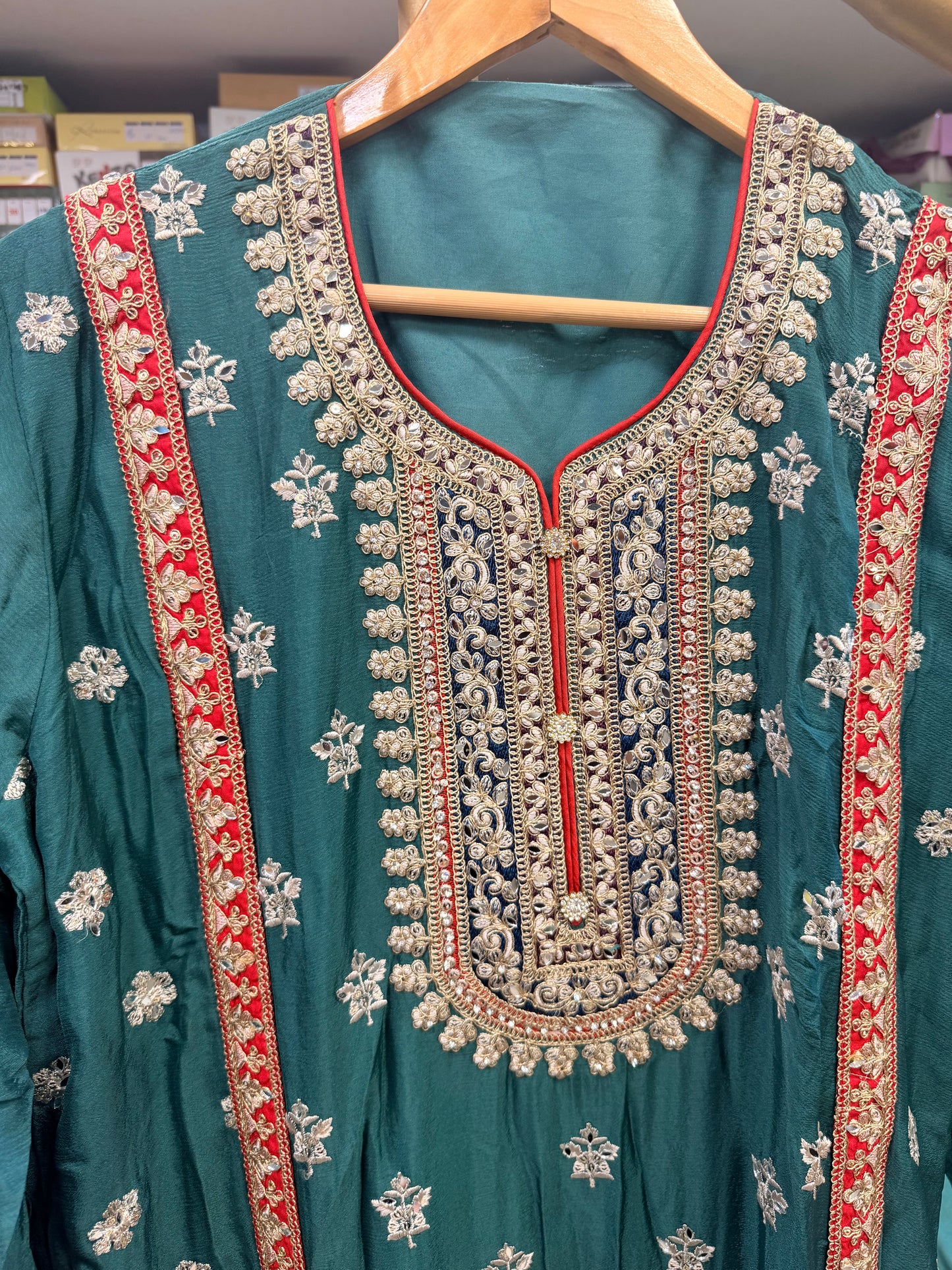 Elegance in Teal – Embroidered Unstitched Suit Set