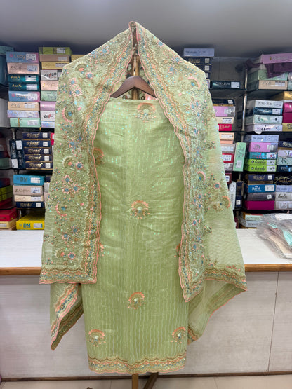 Enchanting Mint Green Pure Fabric Unstitched Suit Set