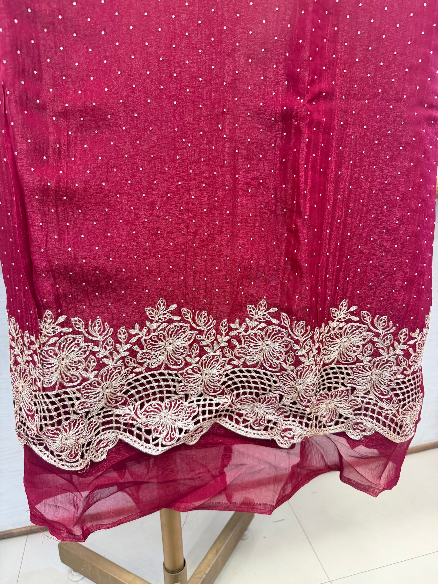Rich Maroon Embroidered Ethnic unstitched Suit Set