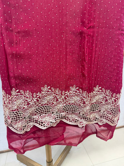 Rich Maroon Embroidered Ethnic unstitched Suit Set