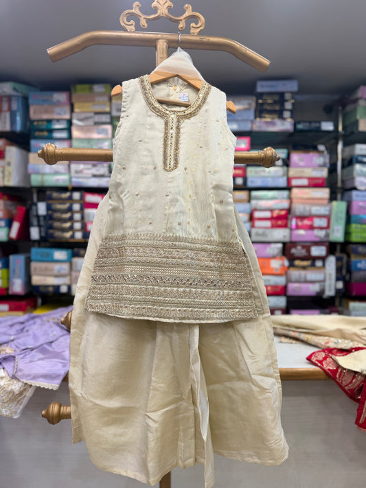 Ivory &amp; Heavy Gold Sequin Embroidered Suit Set