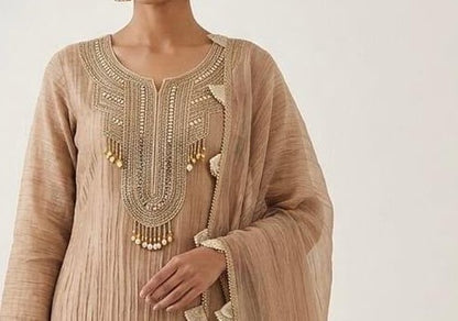 Elegance in Beige: Salsa Fabric Suit Set