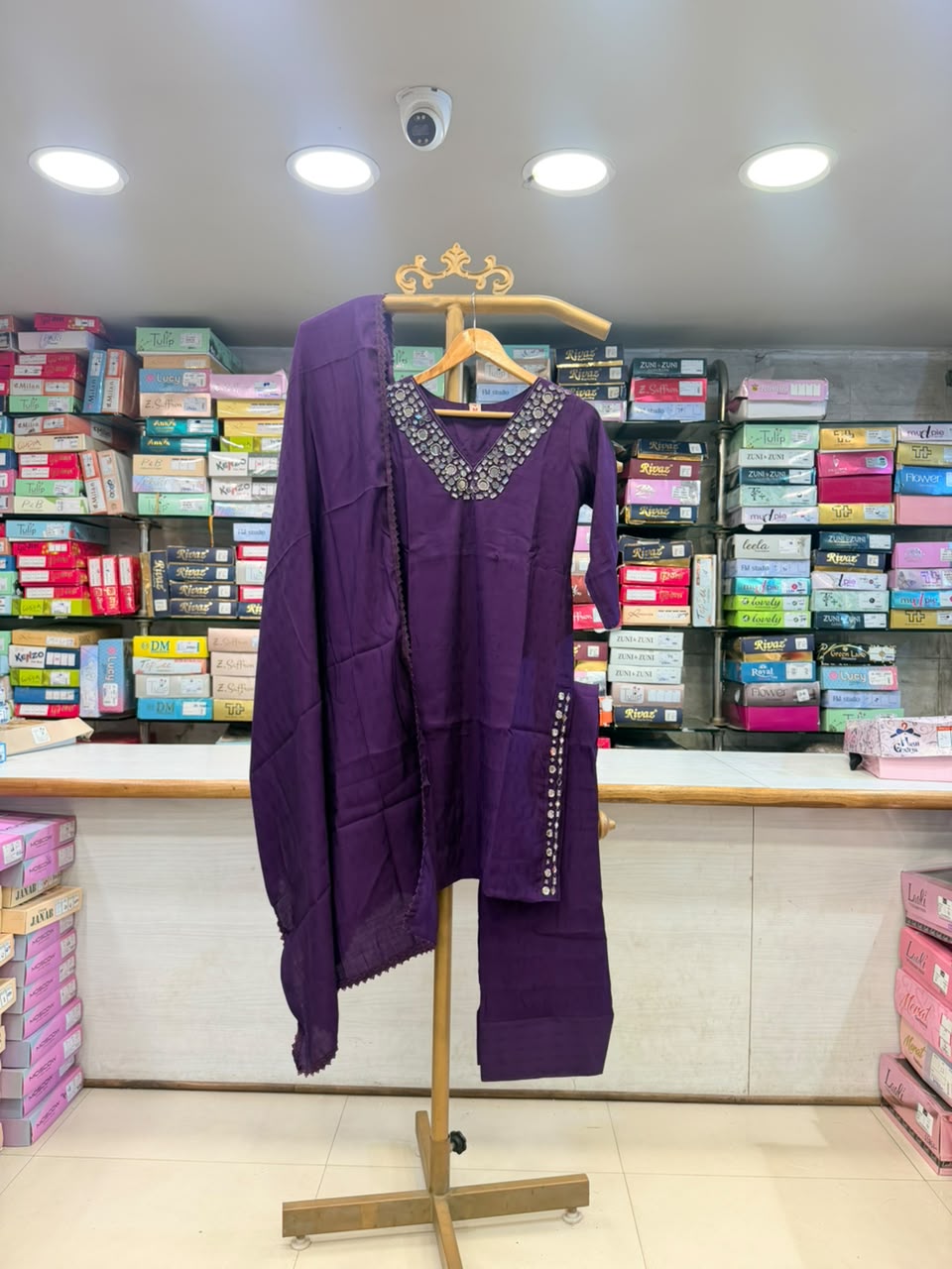 Royal Deep Purple Mirror-Embellished Suit Set