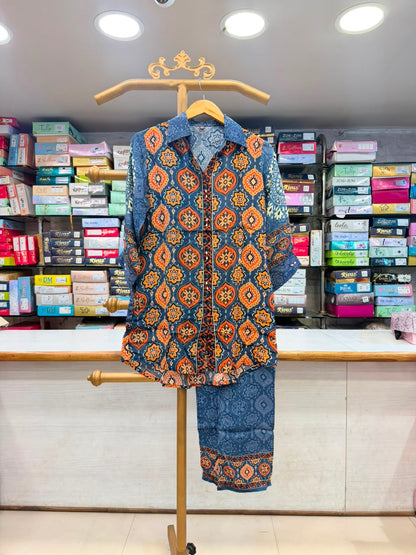 blue printed co-ord sets