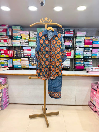 blue printed co-ord sets