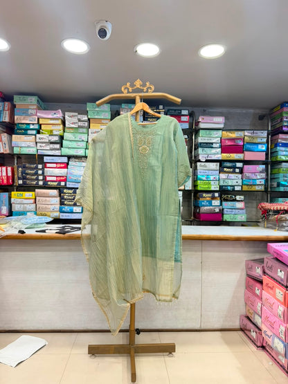 Elegant Sage Green Glass Tissue / Glass Organza Suit Set