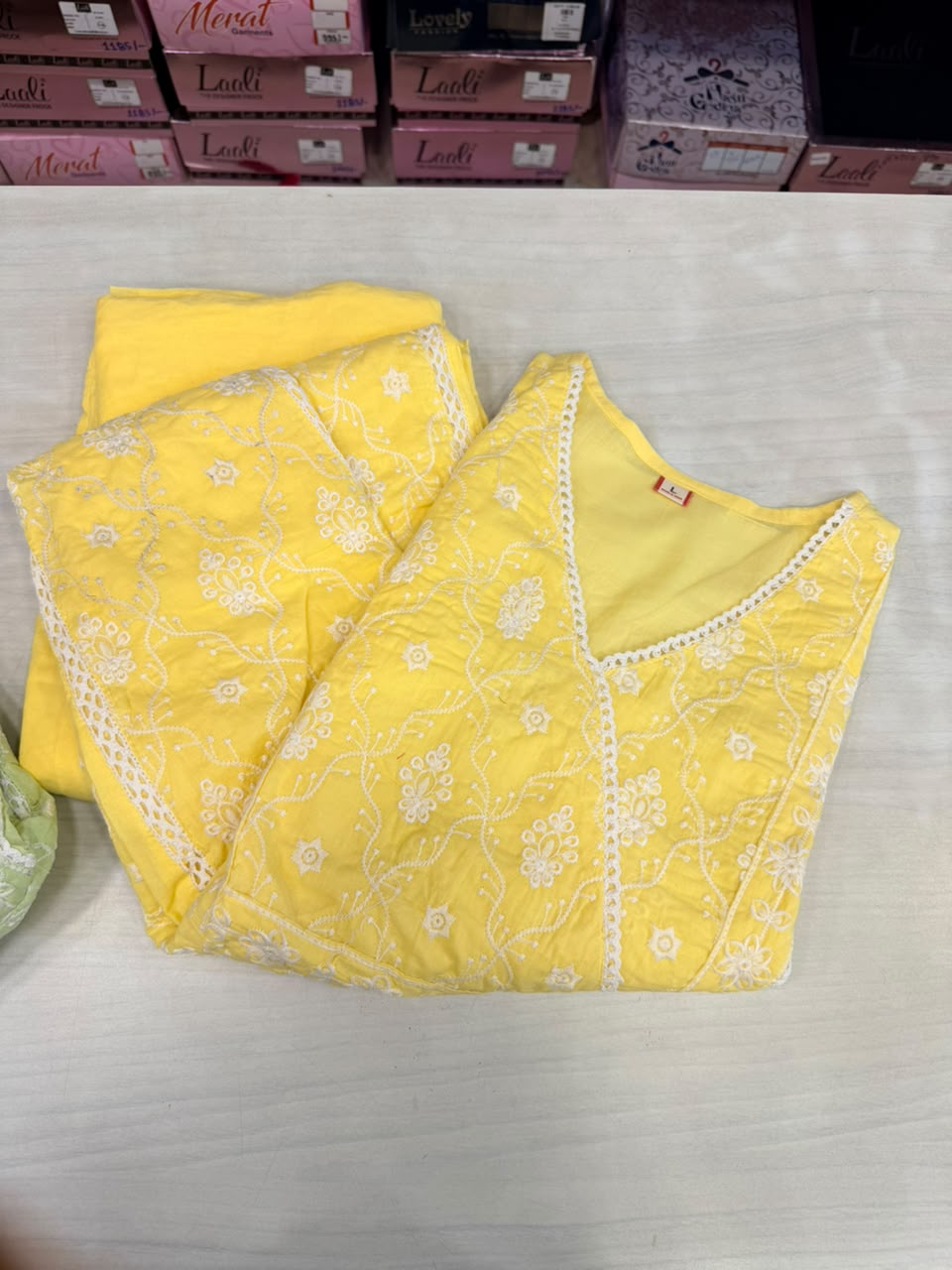 Chikankari Angrakha Anarkali Suit Set (Available in Sky Blue & Yellow)